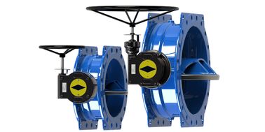 青いRAL 5010水制御弁、二重風変りな蝶弁